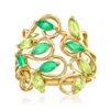 Ross-simons Peridot And . Emerald Vine Ring In 14kt Yellow Gold In Green