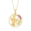 Ross-simons Peridot And . Rhodolite Garnet Hummingbird Pendant Necklace In 18kt Gold Over Sterling In Multi