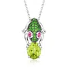 Ross-simons Peridot And . Ruby Frog Pendant Necklace With . Chrome Diopsides In Sterling Silver In Green