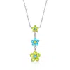Ross-simons Peridot And . Swiss Blue Topaz Floral Y-necklace With White Topaz In Sterling Silver In Multi