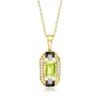 Ross-simons Peridot And . White Topaz Art Deco-style Pendant Necklace With Multicolored Enamel In 18kt Gold Over In Multi