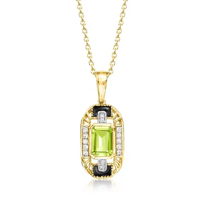 Ross-simons Peridot And . White Topaz Art Deco-style Pendant Necklace With Multicolored Enamel In 18kt Gold Over