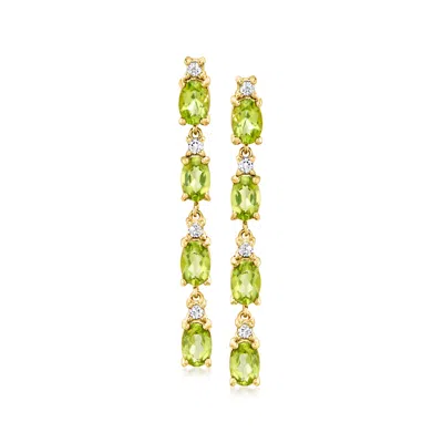 Ross-simons Peridot And . White Topaz Drop Earrings In 18kt Gold Over Sterling In Multi