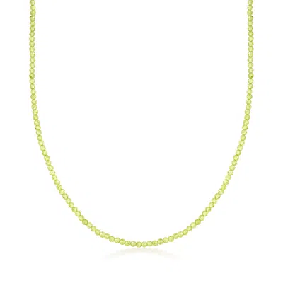 Ross-simons Peridot Bead Necklace With 18kt Gold Over Sterling In Green