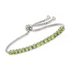 Ross-simons Peridot Bolo Bracelet In Sterling Silver In Green