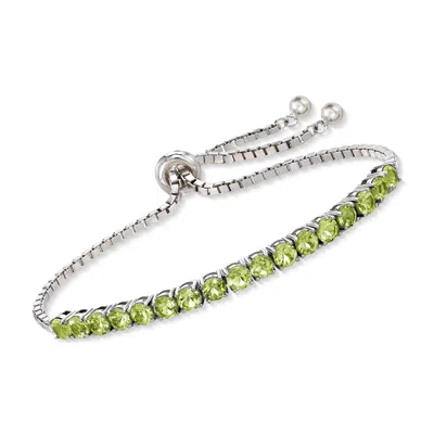 Ross-simons Peridot Bolo Bracelet In Sterling Silver In Green