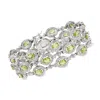 Ross-simons Peridot Bracelet With Diamond Accents In Sterling Silver In Green