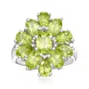 ROSS-SIMONS PERIDOT CLUSTER RING IN STERLING SILVER