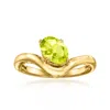 Ross-simons Peridot Curved Ring In 18kt Gold Over Sterling In Green