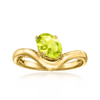 Ross-simons Peridot Curved Ring In 18kt Gold Over Sterling In Green