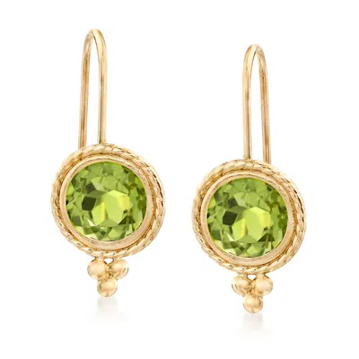 Ross-simons Peridot Drop Earrings In 14kt Yellow Gold In Green