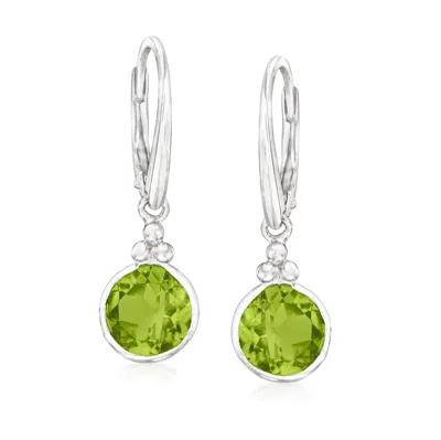 Ross-simons Peridot Drop Earrings In Sterling Silver