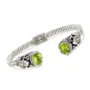 Ross-simons Peridot Frog Cuff Bracelet In 2-tone Sterling Silver In Multi