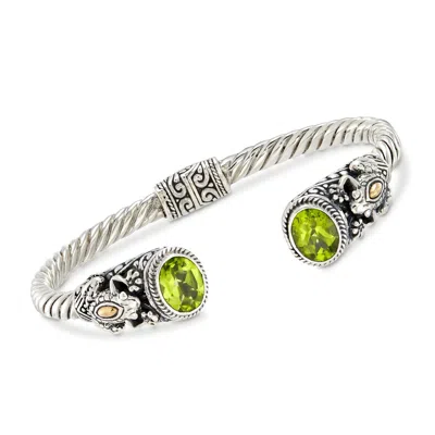 Ross-simons Peridot Frog Cuff Bracelet In 2-tone Sterling Silver In Multi