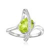 Ross-simons Peridot Ring With Diamonds In Sterling Silver