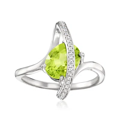 Ross-simons Peridot Ring With Diamonds In Sterling Silver In Green