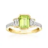 Ross-simons Peridot Ring With . Lab-grown Diamonds In 14kt Yellow Gold In Green