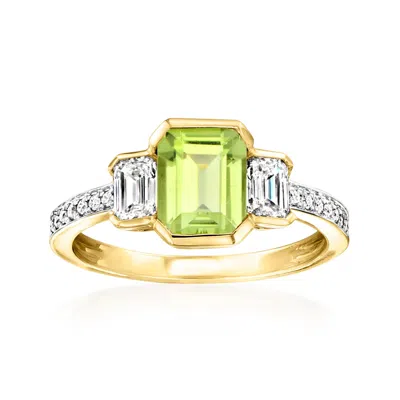 Ross-simons Peridot Ring With . Lab-grown Diamonds In 14kt Yellow Gold In Green