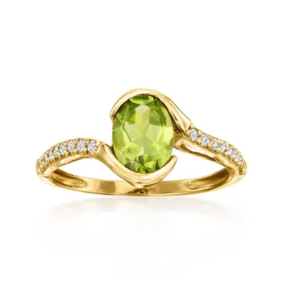 Ross-simons Peridot Ring With . Lab-grown Diamonds In 14kt Yellow Gold In Green
