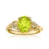 Ross-simons Peridot Ring With . White Zircons In 18kt Gold Over Sterling In Green