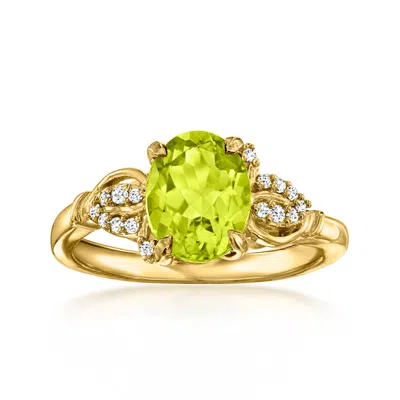 Ross-simons Peridot Ring With . White Zircons In 18kt Gold Over Sterling In Green