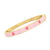 Ross-simons Pink And Purple Enamel Heart Bangle Bracelet In 18kt Gold Over Sterling In Pink