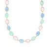 Ross-simons Pink And Tonal Blue Chalcedony Necklace In 18kt Gold Over Sterling