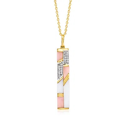 Ross-simons Pink And White Opal Pendant Necklace With . White Topaz In 18kt Gold Over Sterling In Multi