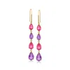 Ross-simons Pink And White Topaz And Amethyst Drop Earrings In 18kt Gold Over Sterling In Multi