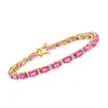 Ross-simons Pink And White Topaz Tennis Bracelet In 18kt Gold Over Sterling In Multi