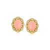 Ross-simons Pink Coral And . White Zircon Earrings In 18kt Gold Over Sterling In White