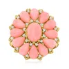 Ross-simons Pink Coral And White Zircon Floral Ring In 18kt Gold Over Sterling