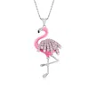 Ross-simons Pink Cz Flamingo Pendant Necklace With Pink Enamel In Sterling Silver In White