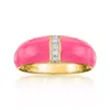 Ross-simons Pink Enamel Dome Ring With Diamonds In 18kt Gold Over Sterling In White