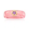 Ross-simons Pink Jade And . Amethyst Ring With 14kt Yellow Gold