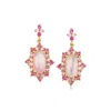 Ross-simons Pink Mother-of-pearl And Pink Sapphire Drop Earrings In 18kt Gold Over Sterling In Pink
