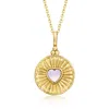 Ross-simons Pink Mother-of-pearl And Red Agate Reversible Heart Pendant Necklace In 18kt Gold Over Sterling In Multi