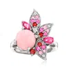 Ross-simons Pink Opal And Multi-gemstone Flower Ring In Sterling Silver