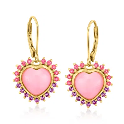 Ross-simons Pink Opal Heart Drop Earrings With . Pink Tourmalines And . Amethysts In 18kt Gold Over Sterling