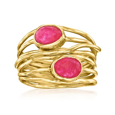 Ross-simons Pink Quartz Highway Ring In 18kt Gold Over Sterling