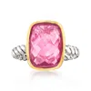 Ross-simons Pink Quartz Ring In 14kt Yellow Gold And Sterling Silver In Pink