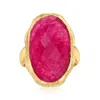 Ross-simons Pink Quartz Ring In 18kt Gold Over Sterling In Pink