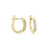 Ross-simons Pink Sapphire And . Diamond Hoop Earrings In 18kt Gold Over Sterling In Pink