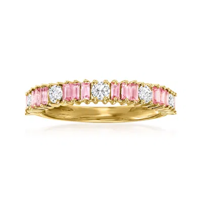 Ross-simons Pink Sapphire And . Diamond Ring In 14kt Yellow Gold In White