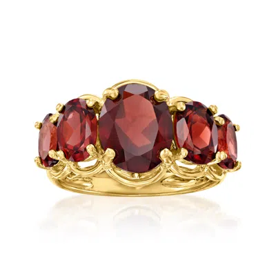 Ross-simons Pink Topaz 5-stone Ring In 18kt Gold Over Sterling In Red