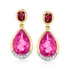 Ross-simons Pink Topaz And . Rhodolite Garnet Drop Earrings With . Diamonds In 18kt Gold Over Sterling In Pink