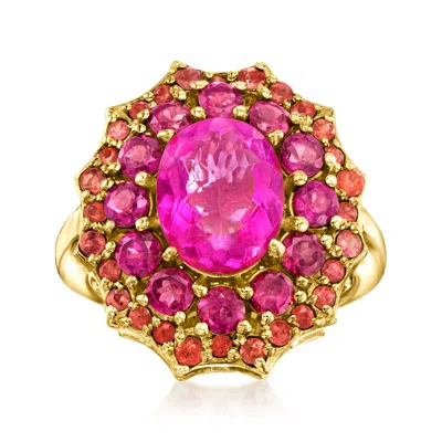 Ross-simons Pink Topaz And Rhodolite Garnet Ring With . Orange Sapphires In 18kt Gold Over Sterling