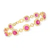 Ross-simons Pink Topaz Bracelet In 18kt Gold Over Sterling In Multi