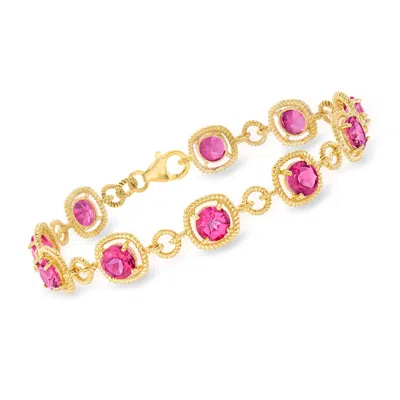 Ross-simons Pink Topaz Bracelet In 18kt Gold Over Sterling In Multi