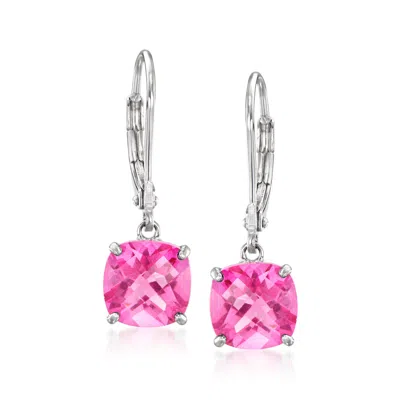 Ross-simons Pink Topaz Drop Earrings In Sterling Silver